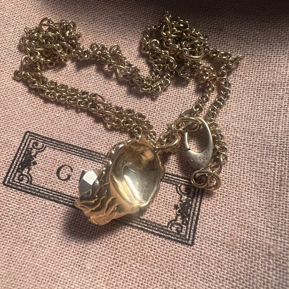 GUCCI NEW NIB lion head gold chain necklace with white crystal dustbag box - Picture 5 of 6